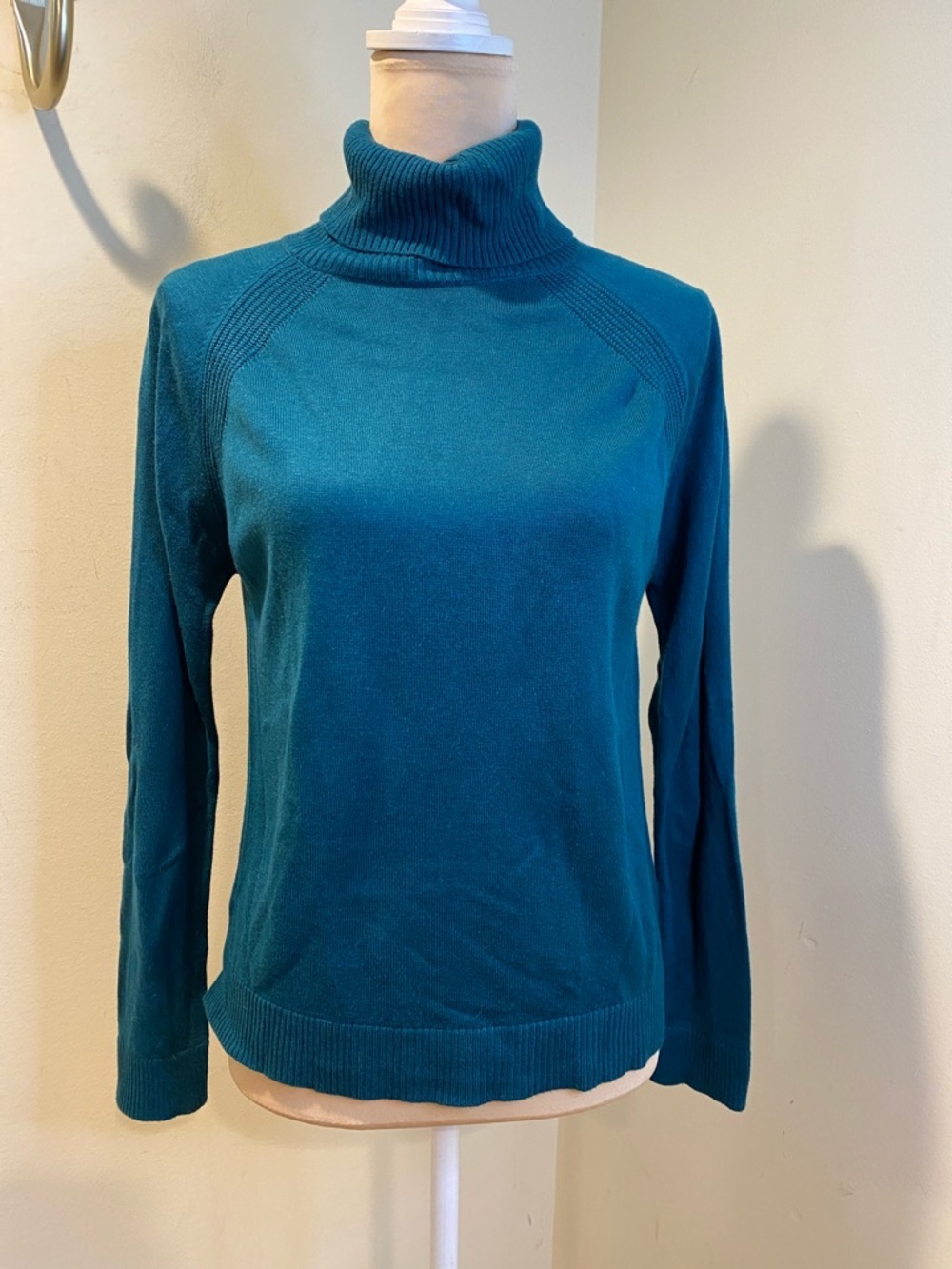 Banana Republic Teal Ribbed Turttleneck Knit Top Size S